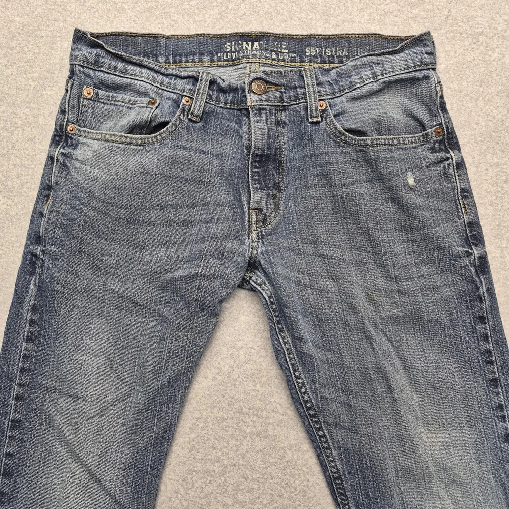 Signature Levi Jeans Mens 32x32 Blue Strauss S51 Straight Leg Denim Work Casual